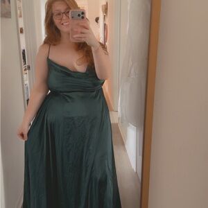 Elegant Green Satin Dress